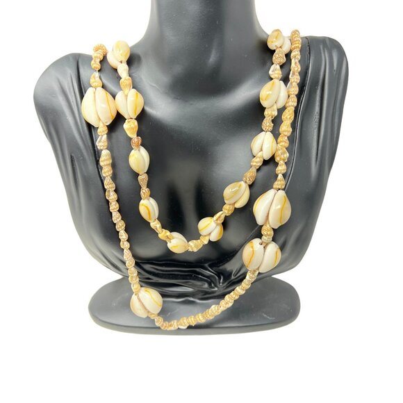 Cowry Shell‎ Necklaces Set of Two Different Patterns Long Beach Ocean - Picture 1 of 7